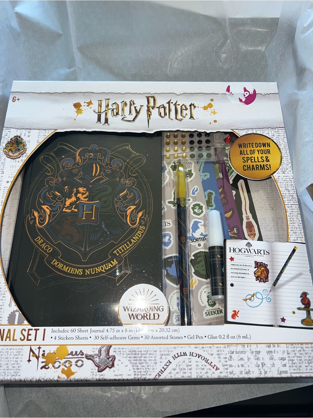 Warner Bros. Harry Potter Hogwarts Crest Stationery Wizard Stickers Journal Pen